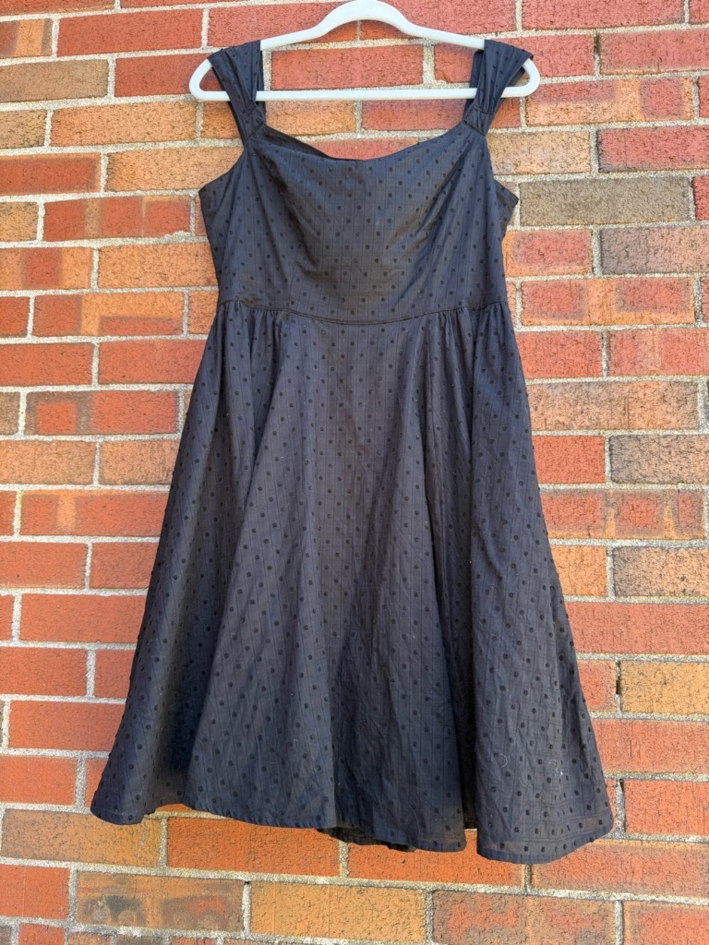 Hell Bunny Vixen Black Swiss Dot Dress XL Fit and Flare Pin Up Rockabilly